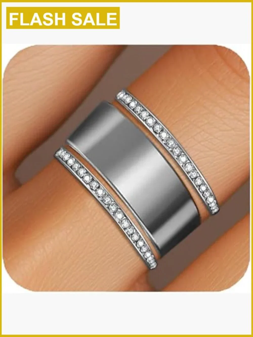 2-Pack White Gold Stacking Rings with Cubic Zirconia